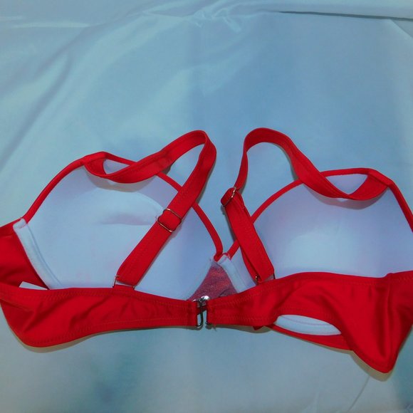 NEW SCENNEK 2 pc. Bikini Red top/Black/Red bottoms Small - Picture 4 of 7
